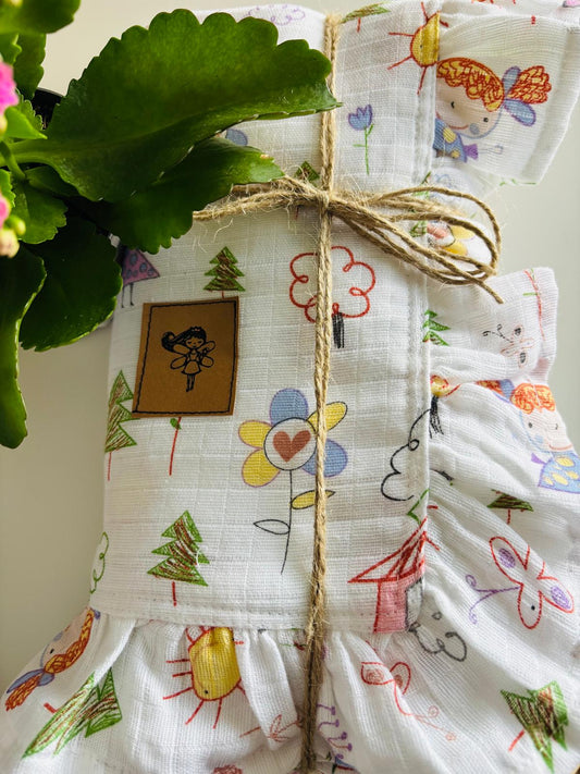 Rosa hus babyfilt (100 x 100 cm, Tillverkad av 2-lagerstyg)