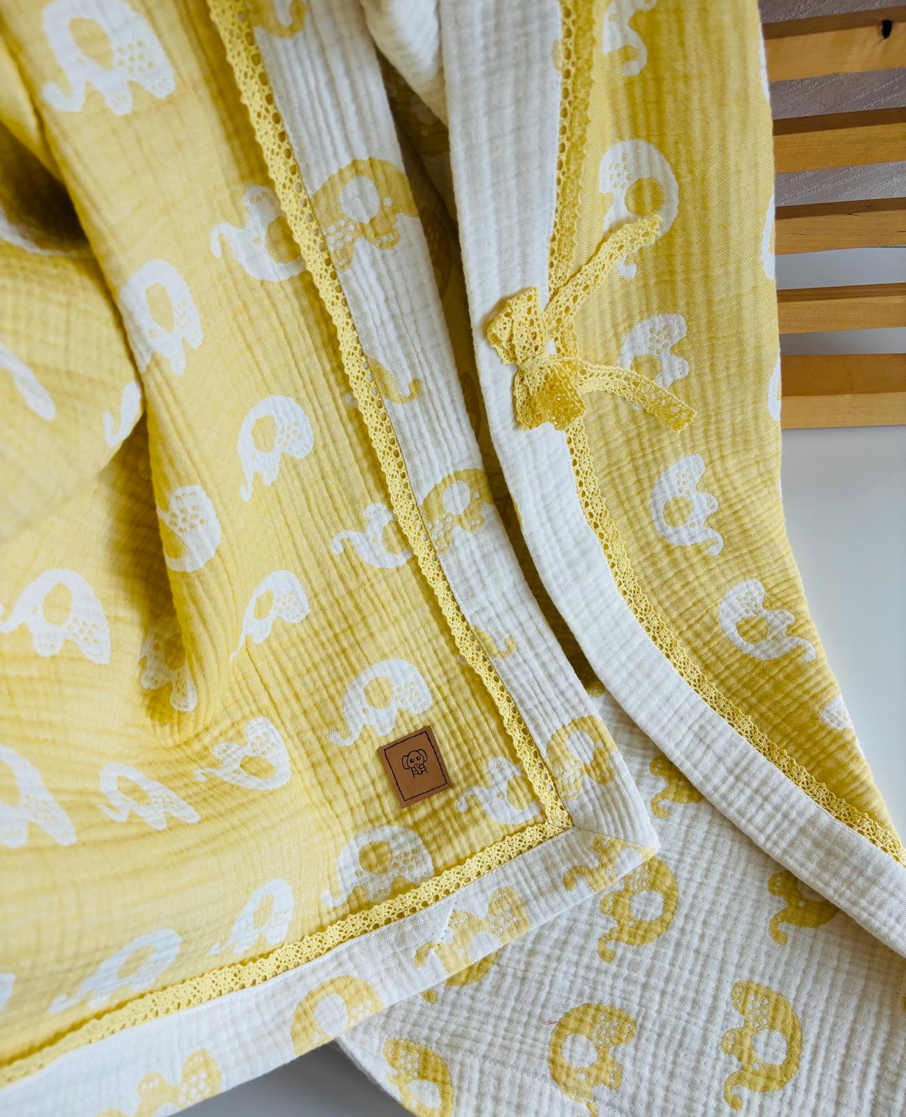 Elefantbild babyfilt (120 x 145 cm,4-lagers jacquardmuslin)