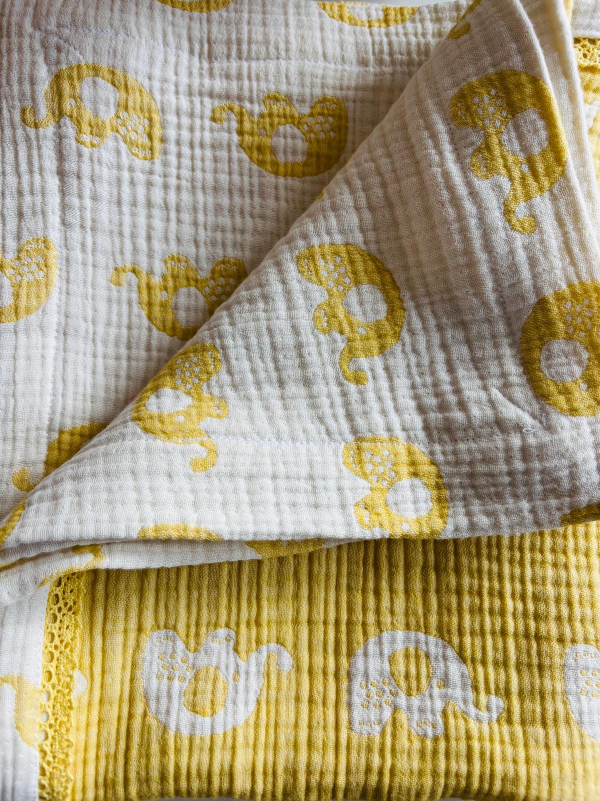 Elefantbild babyfilt (120 x 145 cm,4-lagers jacquardmuslin)