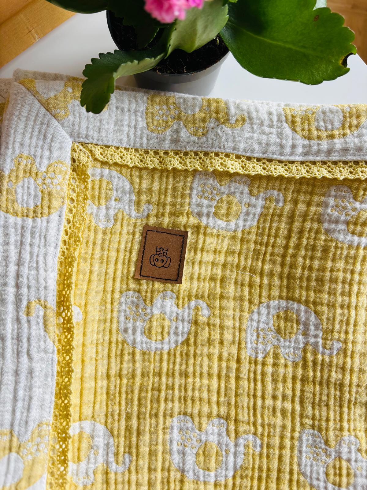 Elefantbild babyfilt (120 x 145 cm,4-lagers jacquardmuslin)