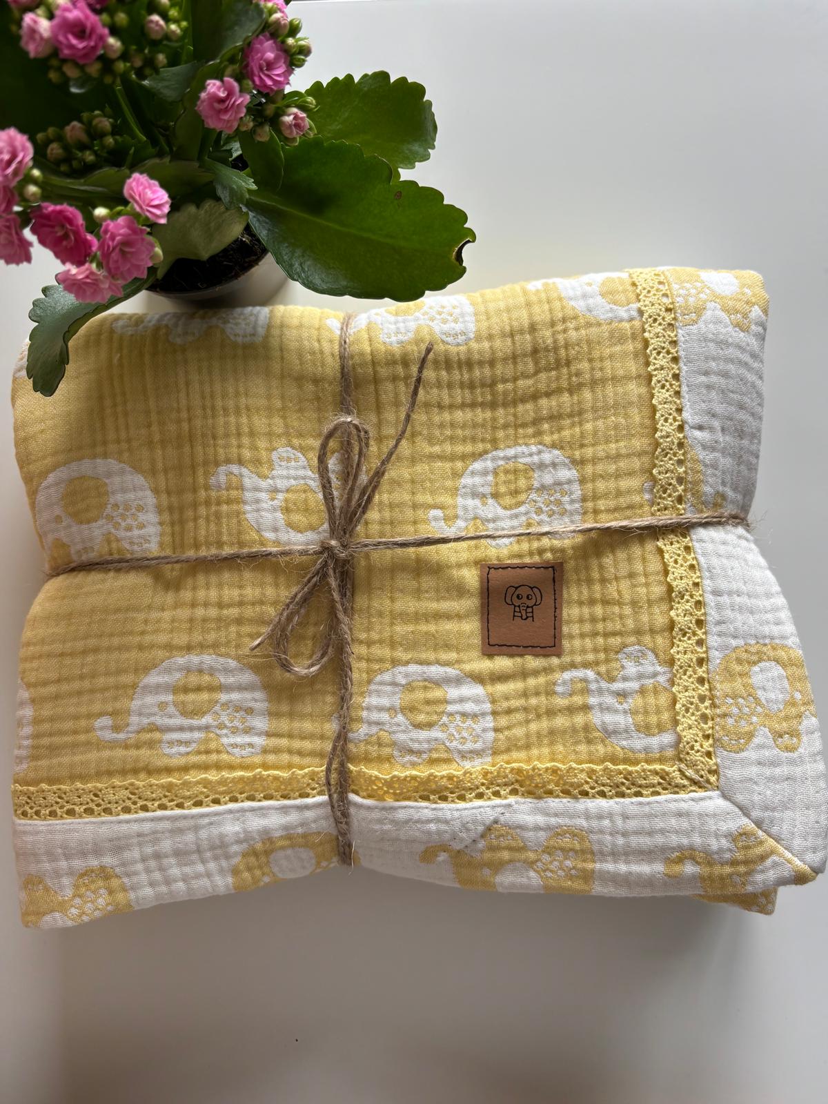 Elefantbild babyfilt (120 x 145 cm,4-lagers jacquardmuslin)