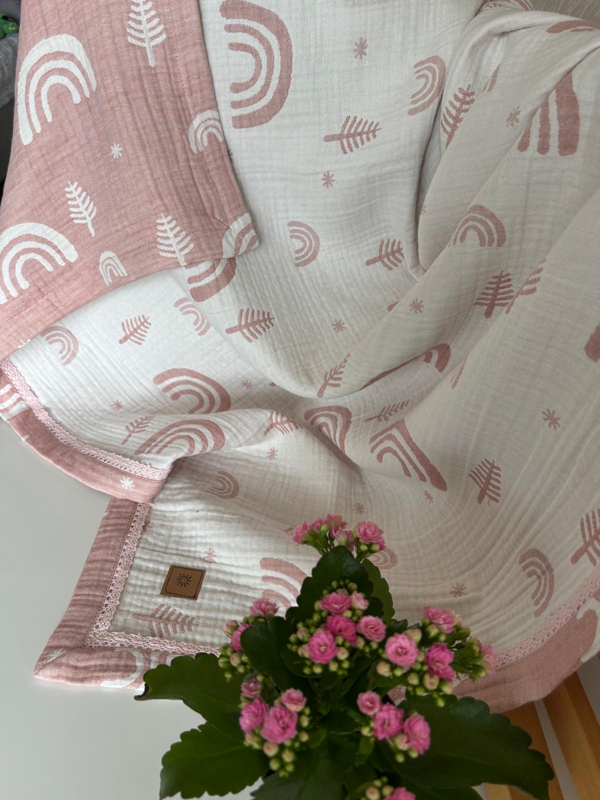 Regnbågsdröm babyfilt (100 x 100 cm,4-lagers jacquardmuslin)