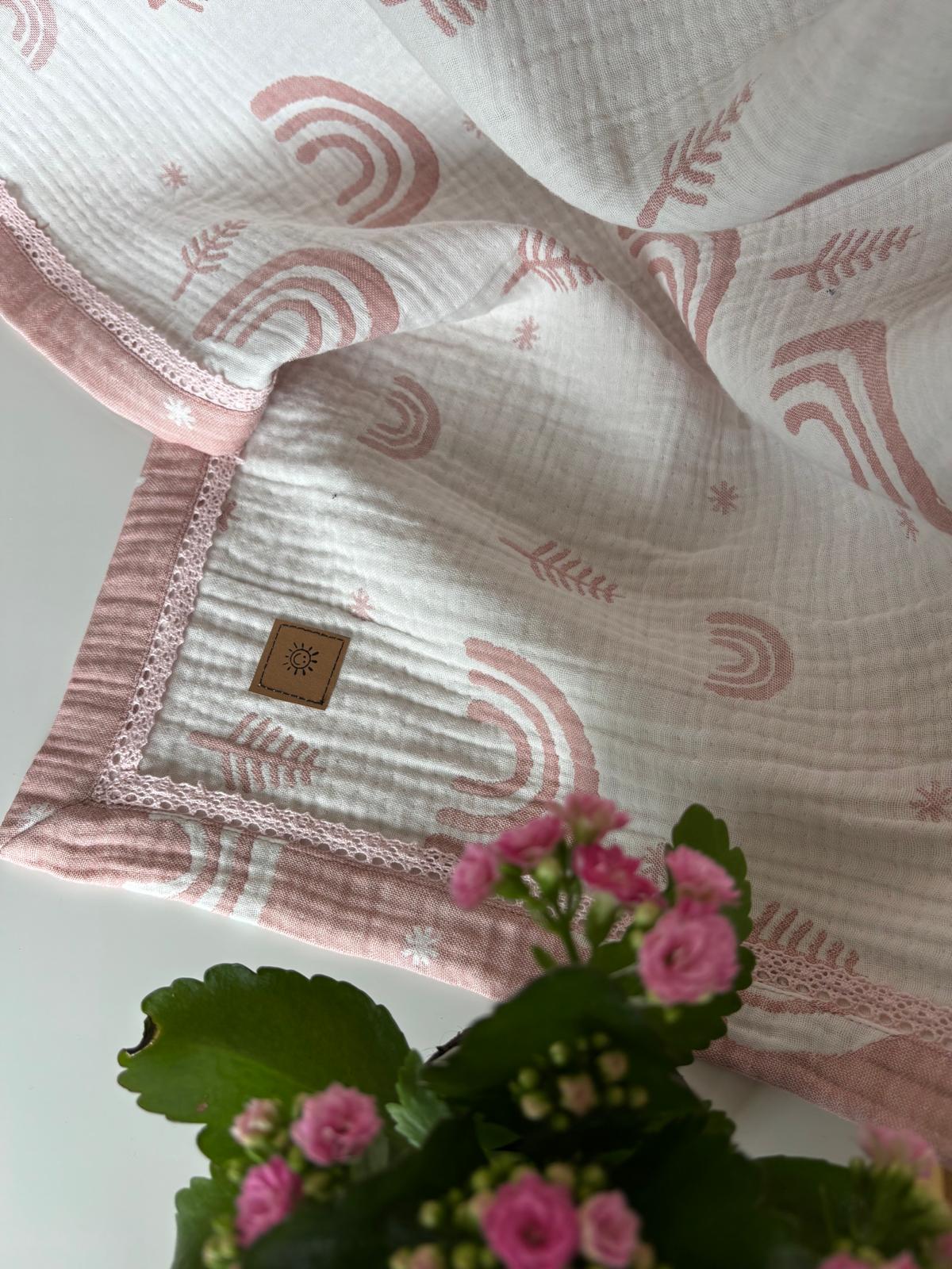 Regnbågsdröm babyfilt (100 x 100 cm,4-lagers jacquardmuslin)