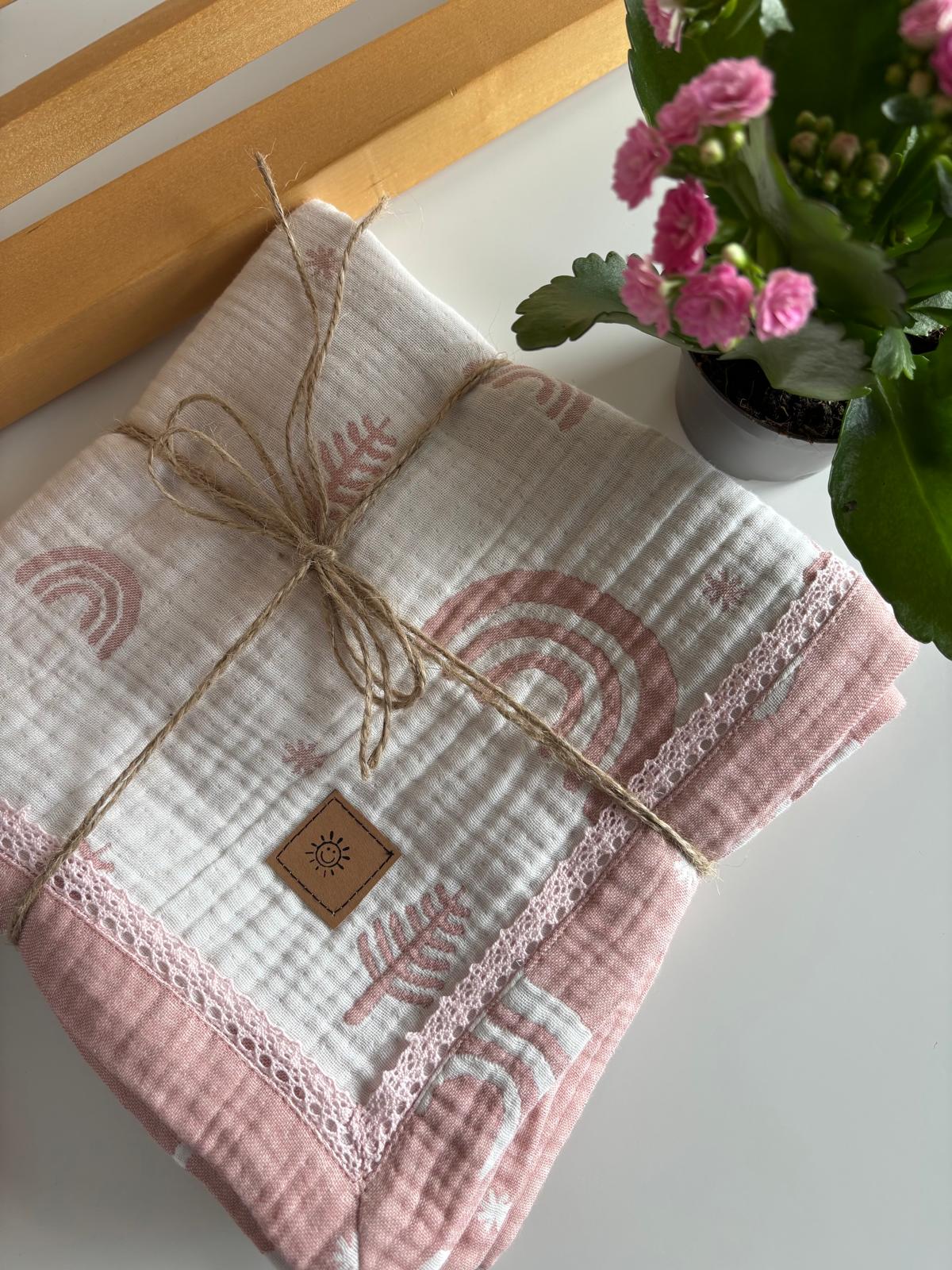 Regnbågsdröm babyfilt (100 x 100 cm,4-lagers jacquardmuslin)