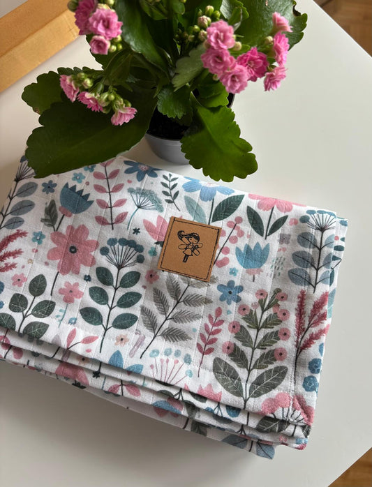 Blommande babyfilt (100 x 100 cm)