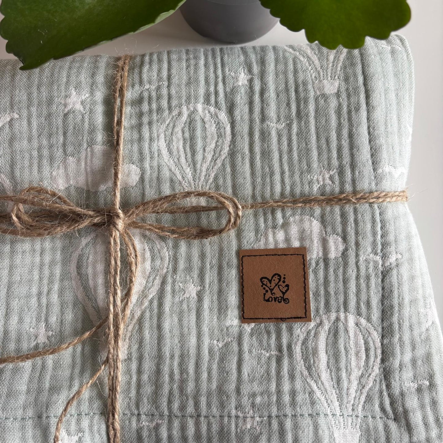 Mint luftballong babyfilt (100 x 100 cm,4-lagers jacquardmuslin)