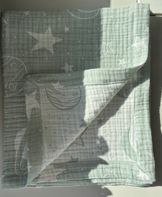 Mint rymd babyfilt (50 x 60 cm,4-lagers jacquardmuslin)