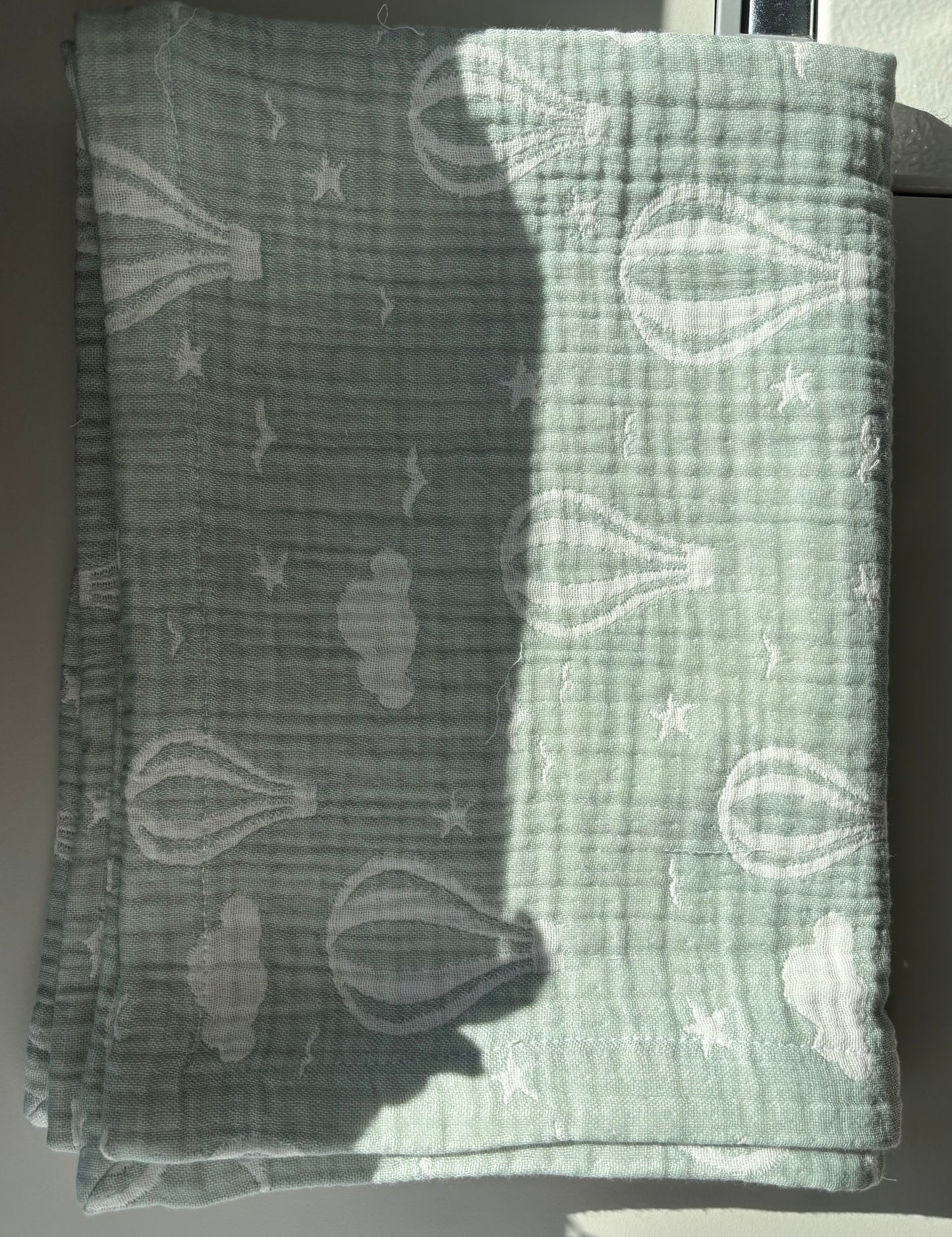 Mintgrön luftballong babyfilt (65 x 75 cm,4-lagers jacquardmuslin)