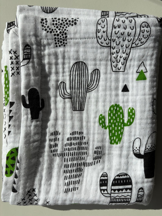 Kaktus babyfilt (100 x 100 cm,4-lagers jacquardmuslin)