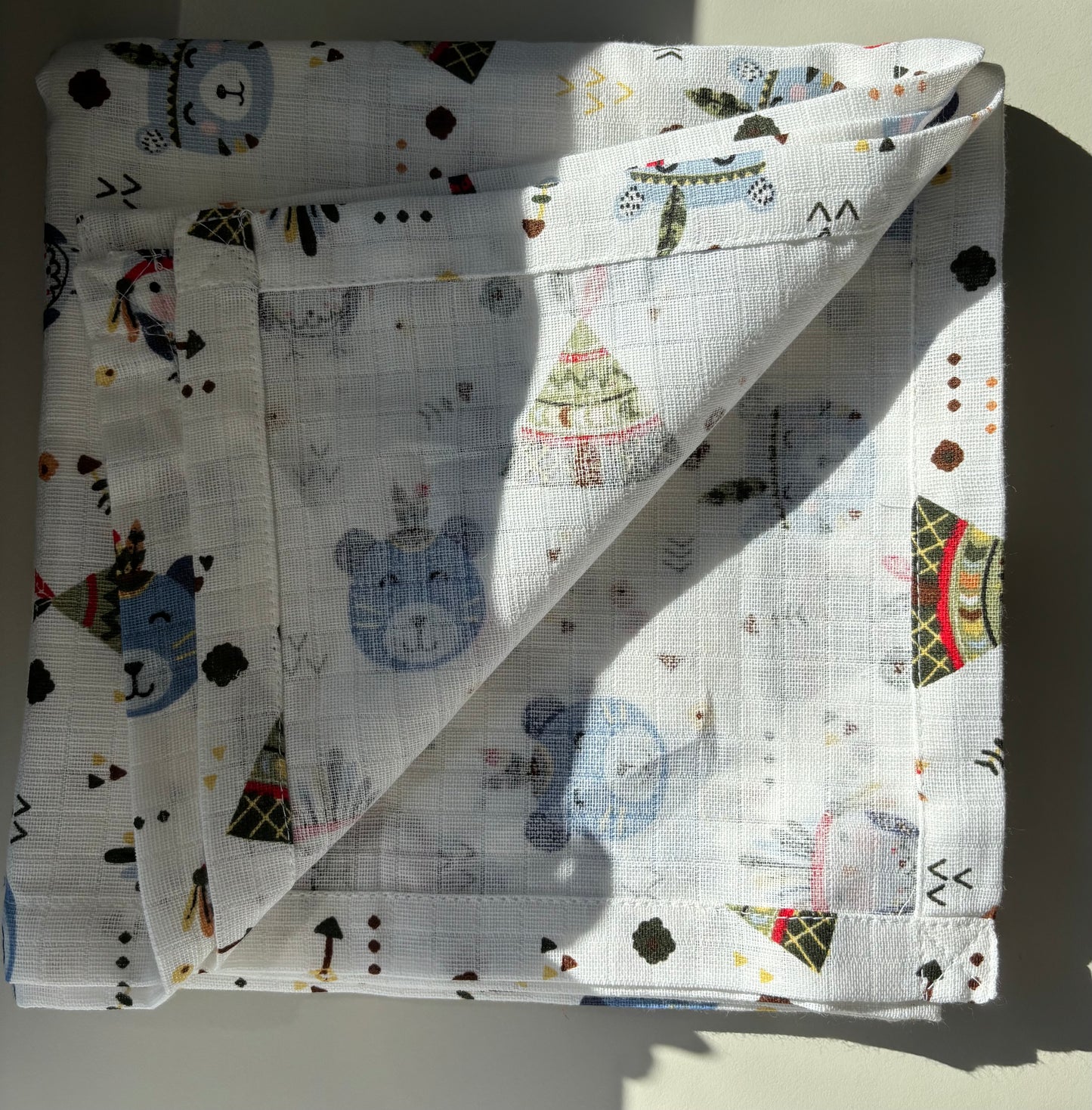 Blue Indianstam Babyfilt (100 x 100 cm) 2 Lagers Muslin