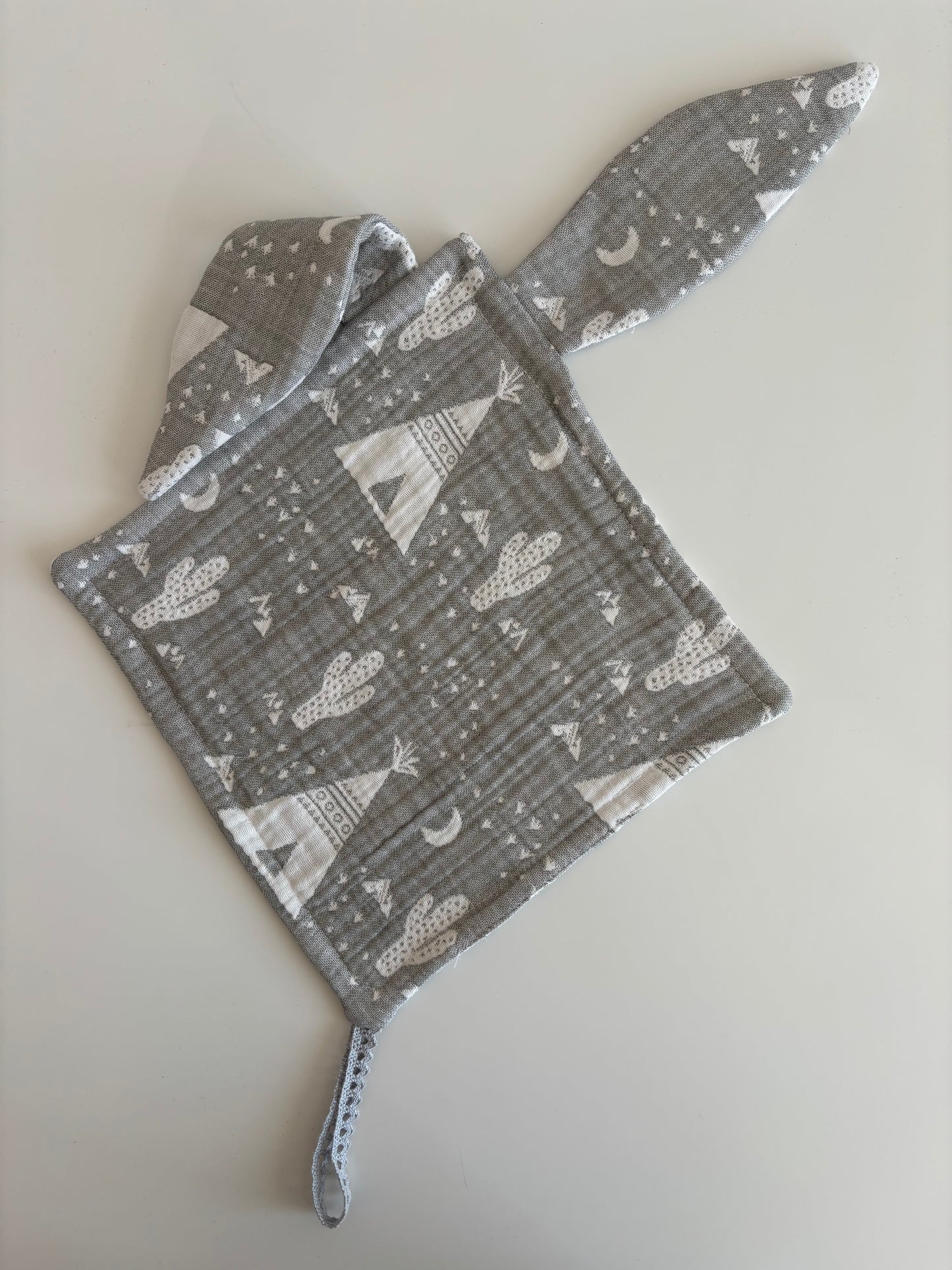 Grå kaktus bild snuttefilt (24x24)