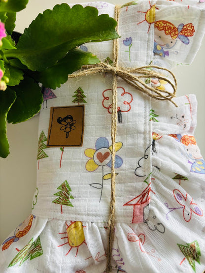 Rosa hus babyfilt (100 x 100 cm, Tillverkad av 2-lagerstyg)