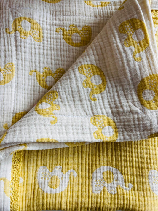 Elefantbild babyfilt (120 x 145 cm,4-lagers jacquardmuslin)