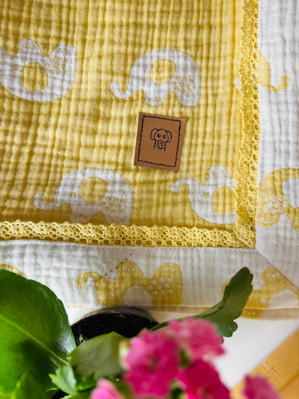 Elefantbild babyfilt (120 x 145 cm,4-lagers jacquardmuslin)