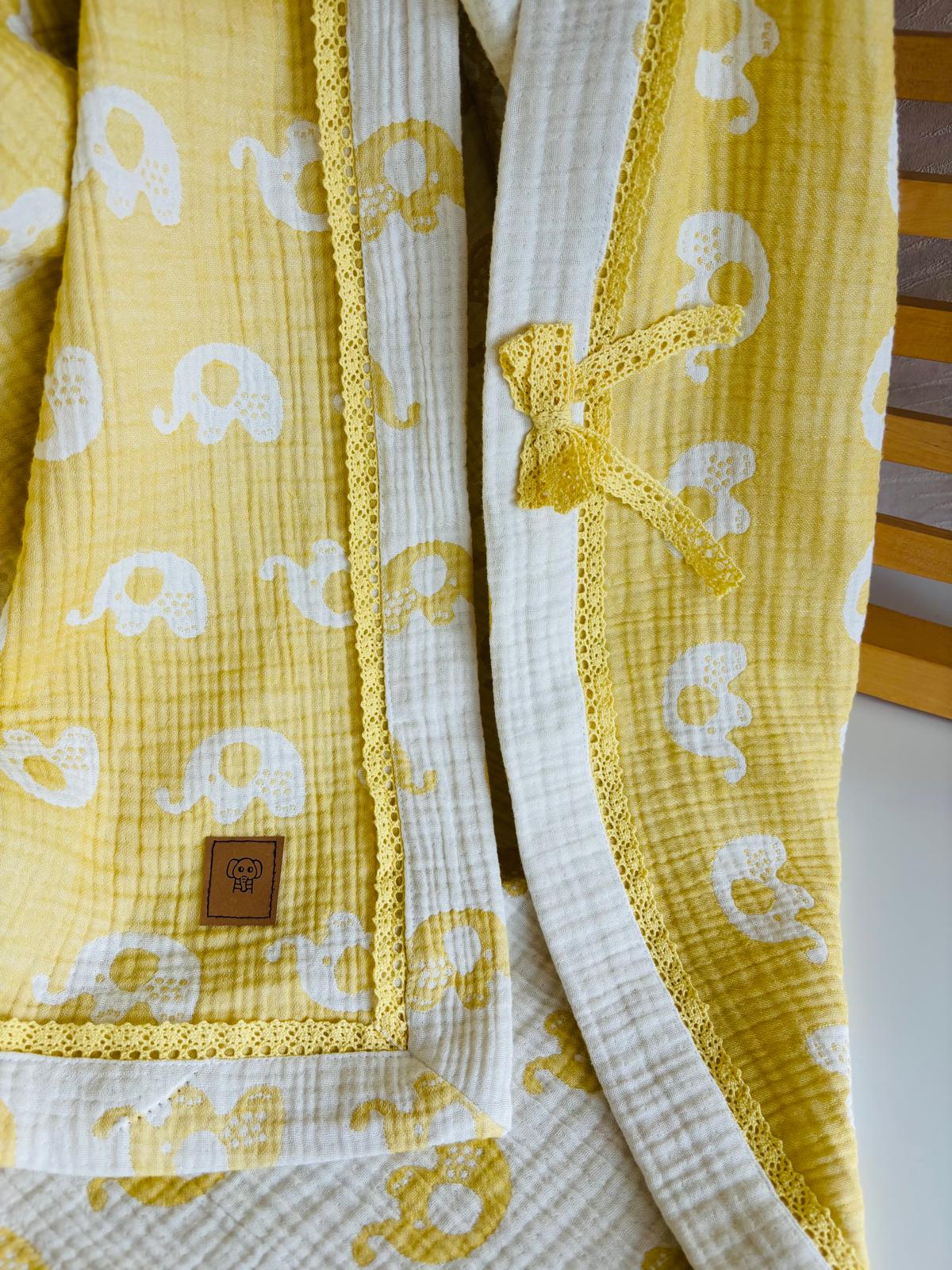 Elefantbild babyfilt (120 x 145 cm,4-lagers jacquardmuslin)