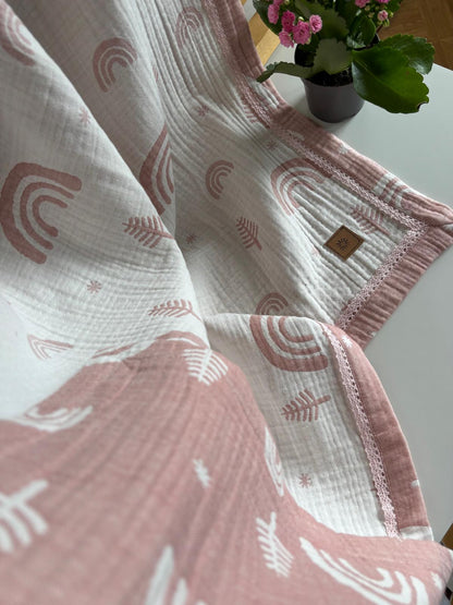 Regnbågsdröm babyfilt (100 x 100 cm,4-lagers jacquardmuslin)