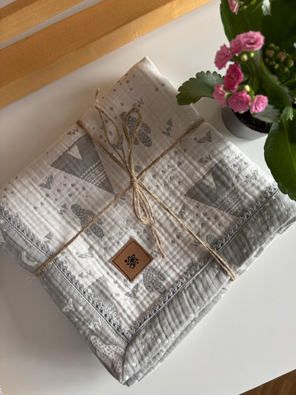 Regnbågsdröm babyfilt (100 x 100 cm,4-lagers jacquardmuslin)