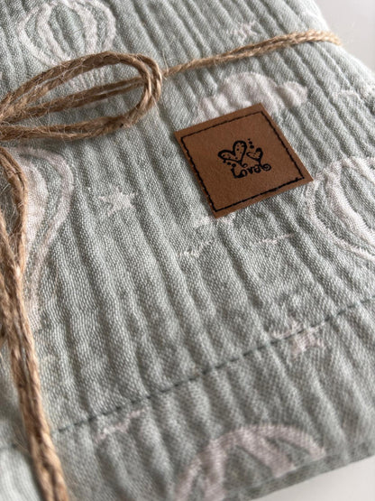 Mint luftballong babyfilt (100 x 100 cm,4-lagers jacquardmuslin)