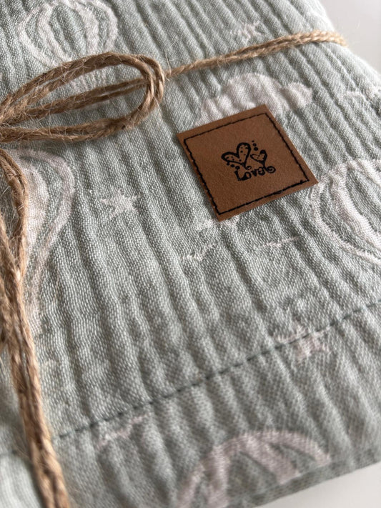 Mint luftballong babyfilt (100 x 100 cm,4-lagers jacquardmuslin)