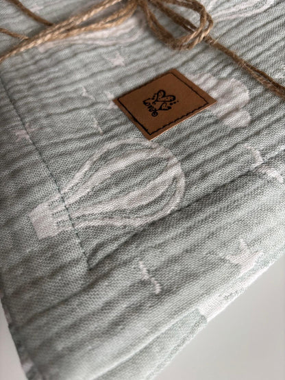 Mint luftballong babyfilt (100 x 100 cm,4-lagers jacquardmuslin)