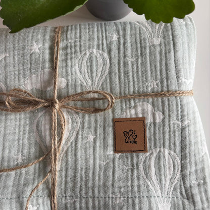 Mint luftballong babyfilt (100 x 100 cm,4-lagers jacquardmuslin)