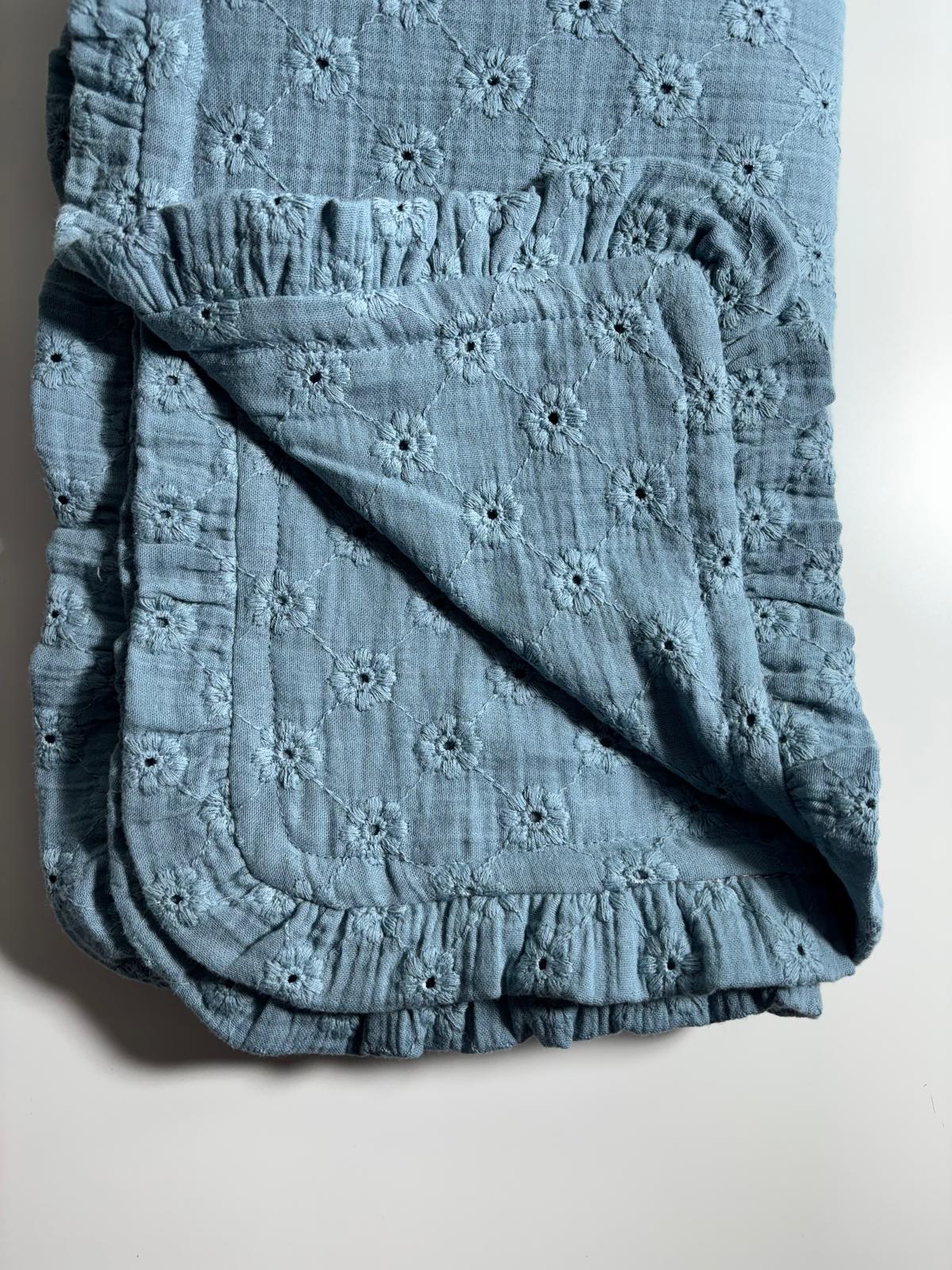 Blå Babyfilt (75 x 85 cm) 2 Lagers Muslin