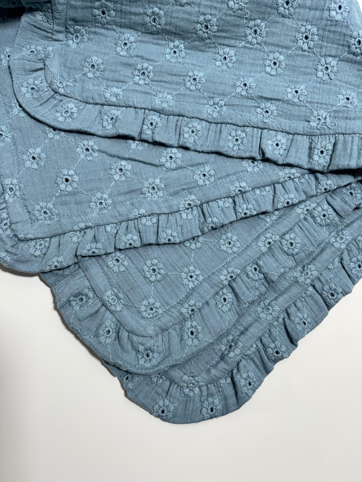 Blå Babyfilt (75 x 85 cm) 2 Lagers Muslin