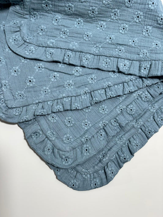 Blå Babyfilt (75 x 85 cm) 2 Lagers Muslin