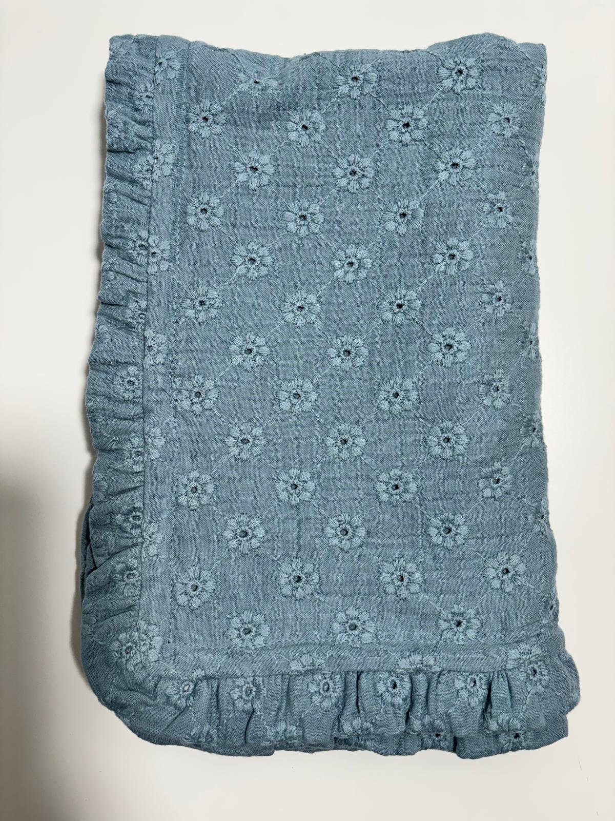 Blå Babyfilt (75 x 85 cm) 2 Lagers Muslin