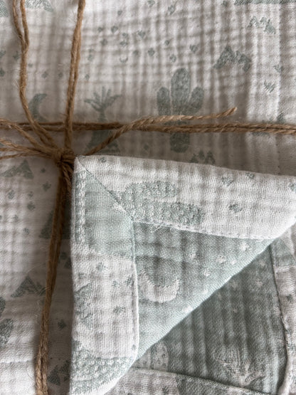 Mint kaktusbild babyfilt (100 x 100 cm,4-lagers jacquardmuslin)