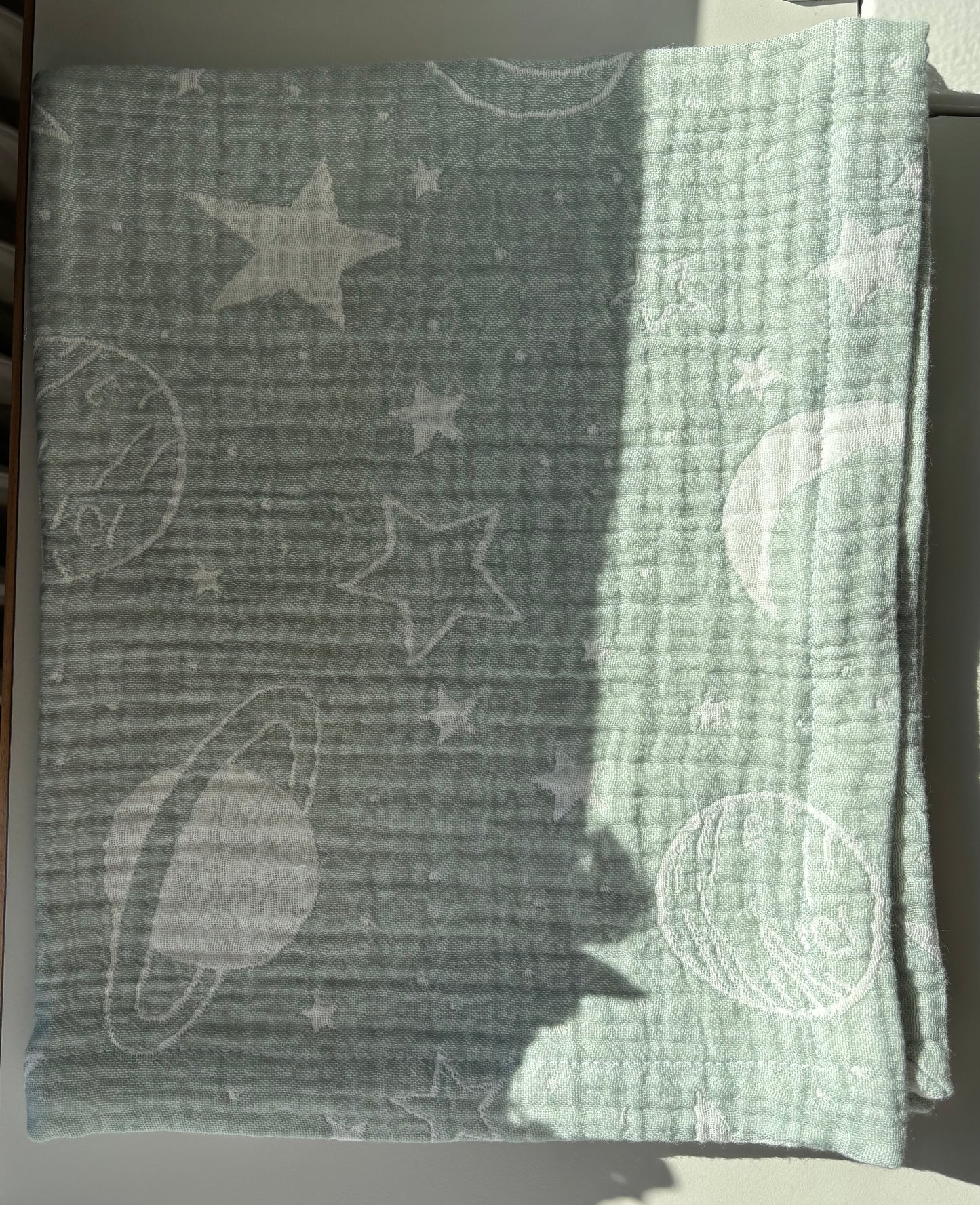 Mint rymd babyfilt (50 x 60 cm,4-lagers jacquardmuslin)