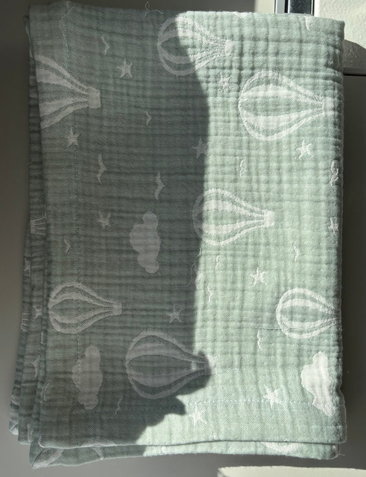 Mintgrön luftballong babyfilt (65 x 75 cm,4-lagers jacquardmuslin)