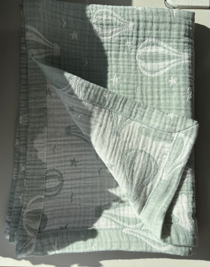 Mintgrön luftballong babyfilt (65 x 75 cm,4-lagers jacquardmuslin)