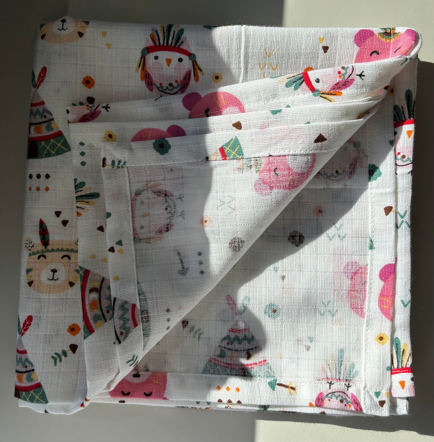 Pink Indianstam Babyfilt (100 x 100 cm) 2 Lagers Muslin