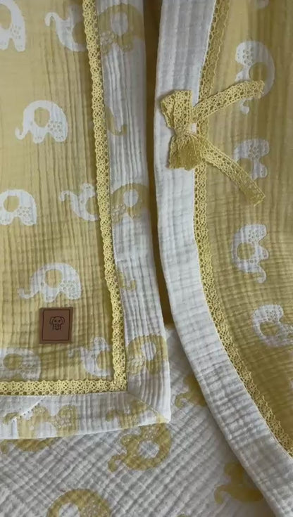 Elefantbild babyfilt (120 x 145 cm,4-lagers jacquardmuslin)